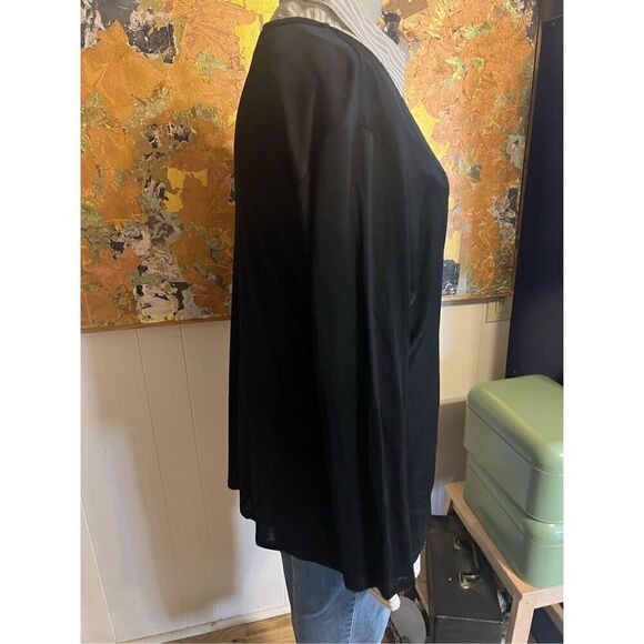 Vintage Eileen Fisher Woman Nlack Slinky Knit Lightweight Black One Button Cardi - Picture 3 of 10